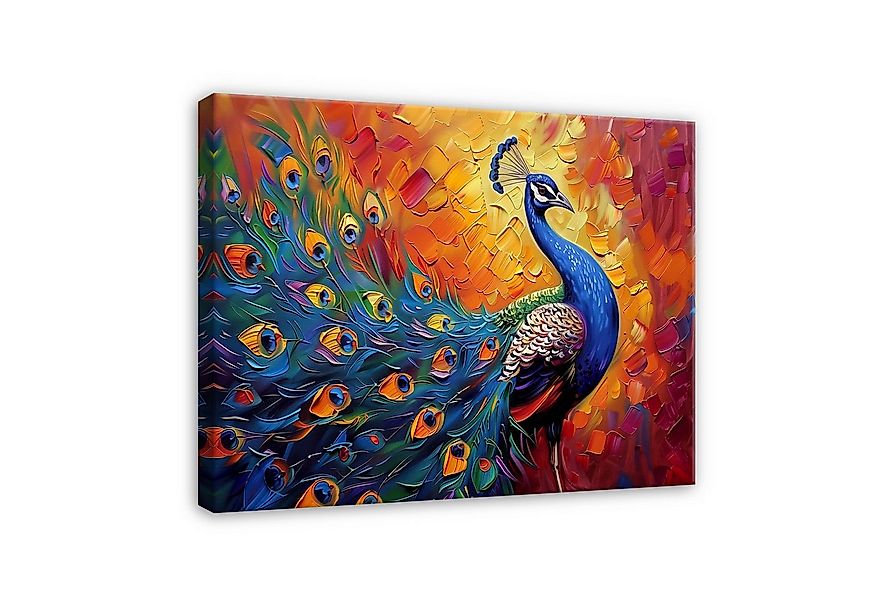 Wallarena Leinwandbild Pfau Vogel Wie Gemalt Bunt Wandbilder XXL Wand Deko günstig online kaufen