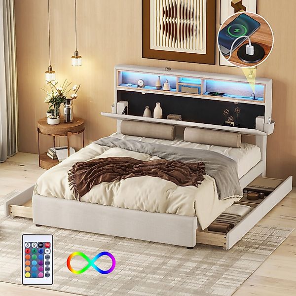TavilaEcon Polsterbett Jugendbett Doppelbett mit aufladen günstig online kaufen