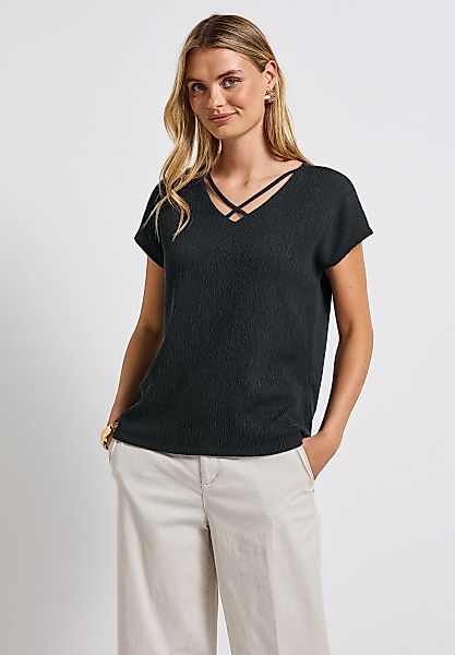 STREET ONE T-Shirt, mit dekorativen Bändchen günstig online kaufen