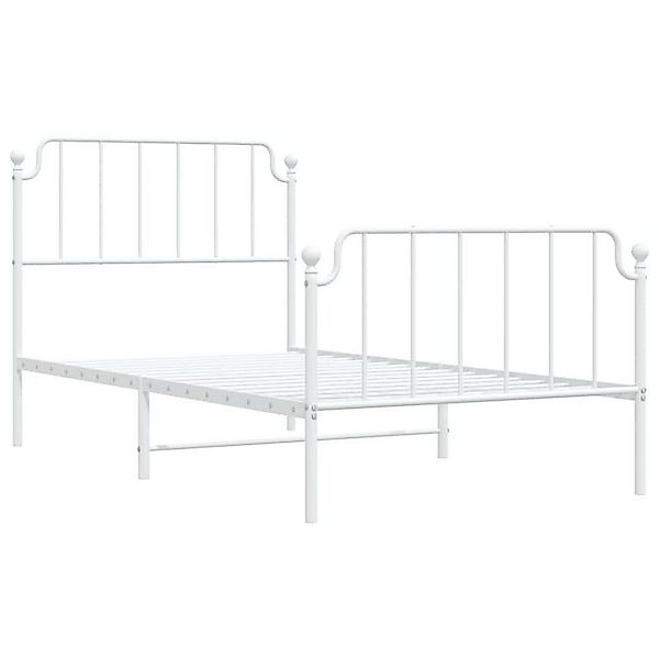 vidaXL Bett Bettgestell mit Kopf- und Fußteil Metall Weiß 100x190 cm günstig online kaufen