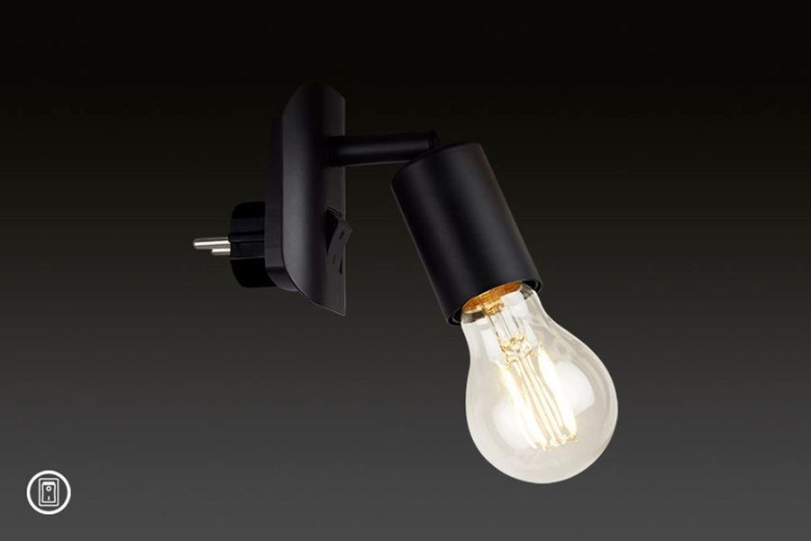 Steckerleuchte Batita Retro, IP20, schwarz günstig online kaufen