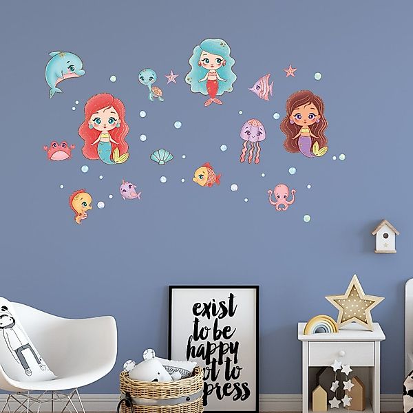 Sunnywall Wandtattoo Meerjungfrau - Wandtattoo Kinderzimmer günstig online kaufen