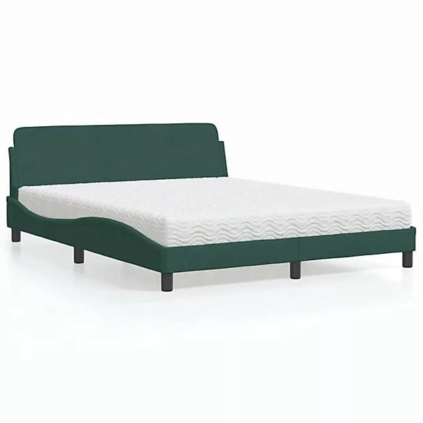 vidaXL Bett Bett mit Matratze Dunkelgrün 160x200 cm Samt günstig online kaufen
