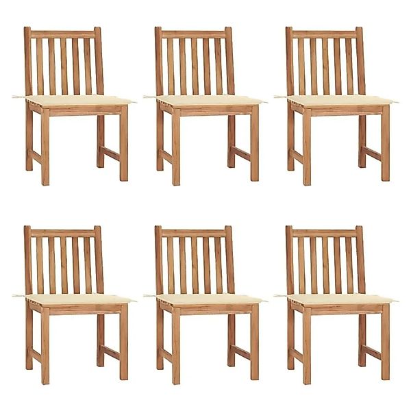 vidaXL Gartenstühle 6 Stk mit Kissen Massivholz Teak 3073117 günstig online kaufen