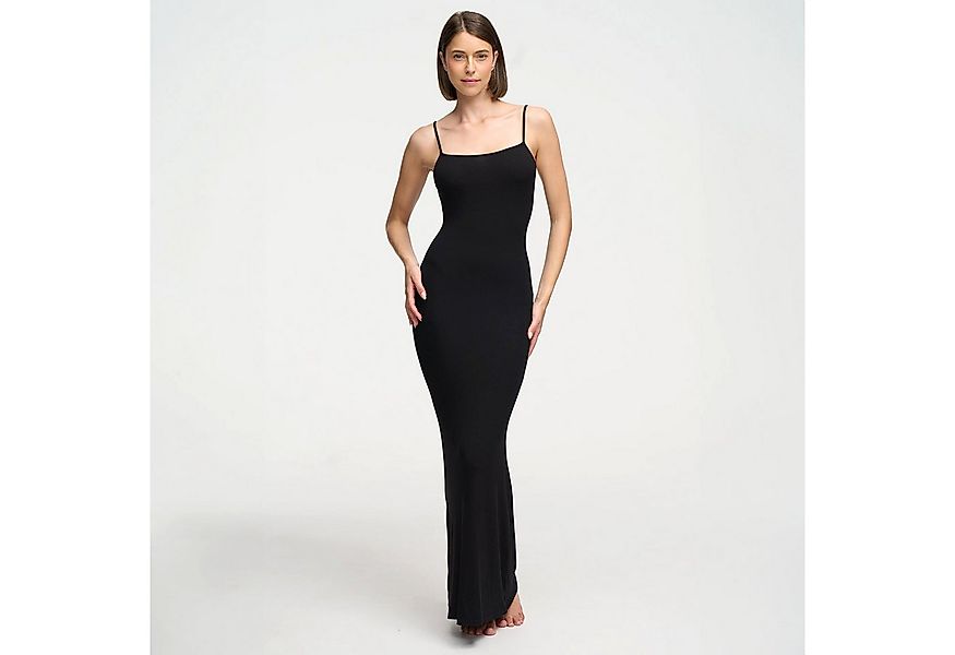 Creamy Fabrics Jerseykleid Ribbed Cami Maxikleid-Schwarz-2XL (1-tlg) günstig online kaufen