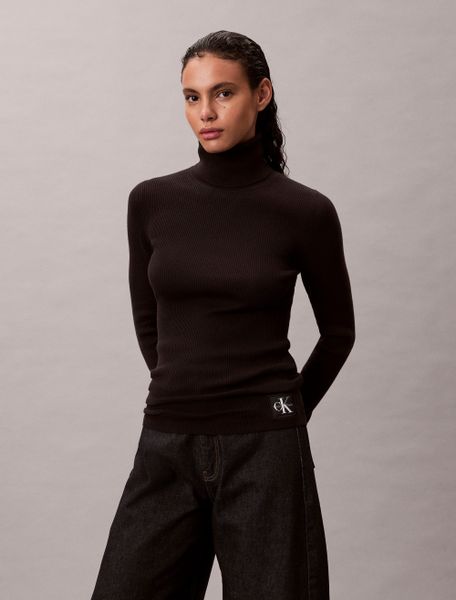 Calvin Klein Jeans Rollkragenpullover Rippstrick, figurbetonte günstig online kaufen