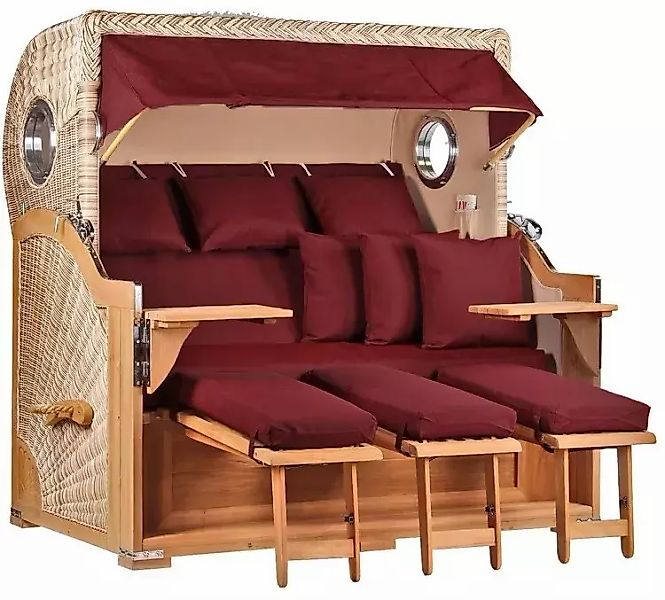 Strandkorb Westerland XXL Teak Bullauge PE shell Dessin 550 günstig online kaufen