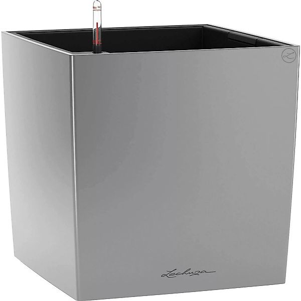 Lechuza Pflanzgefäß Cube Premium 30 cm x 30 cm Silber metallic günstig online kaufen