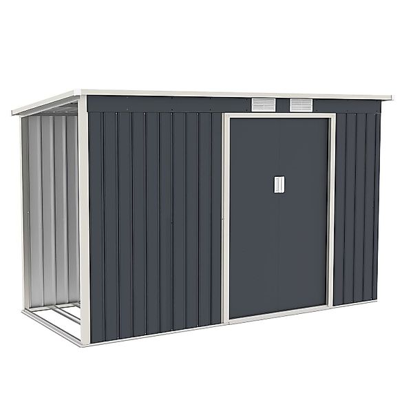 Juskys Gartenhaus M links, mit Holzunterstand günstig online kaufen
