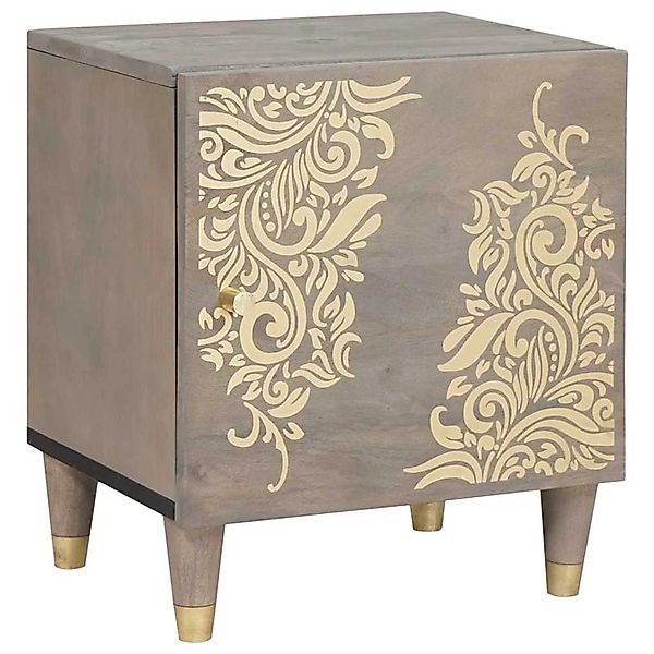 vidaXL Nachttisch Grau 40 x 33 x 46 cm Massives Mangoholz 4018768 günstig online kaufen