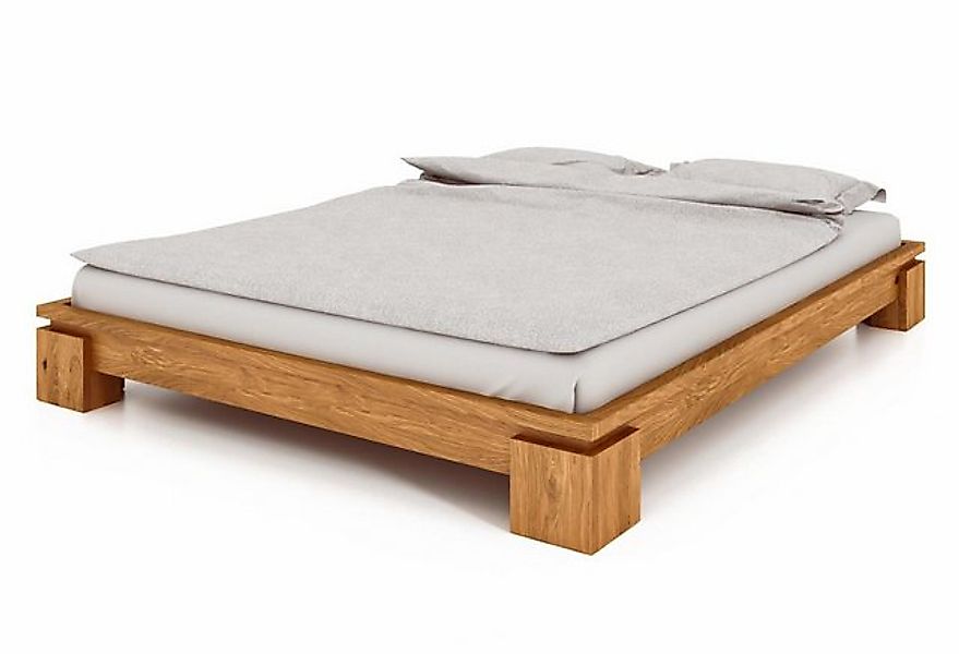 Natur24 Einzelbett Bett Tinci 3 niedrige Höhe 160x220 Wildeiche massiv ohne günstig online kaufen