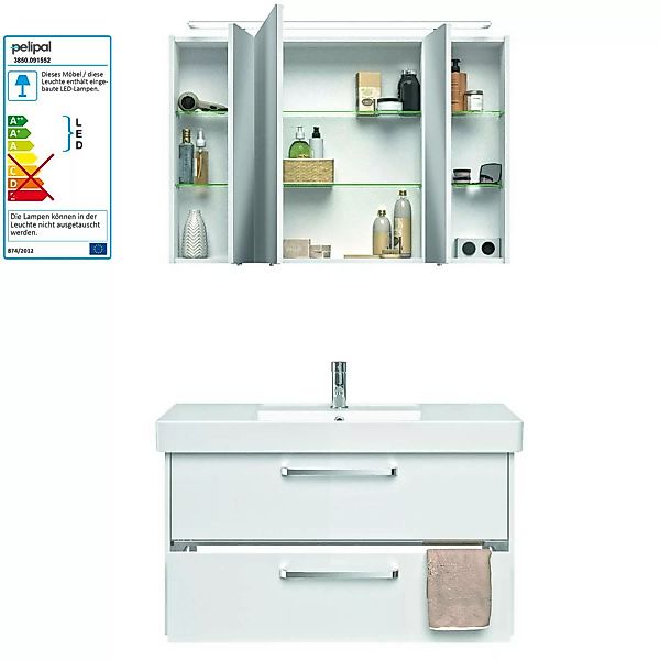 Badmöbel-Waschplatz-Set FES-3050-66 Unterschrank in Hochglanz weiß mit Kera günstig online kaufen