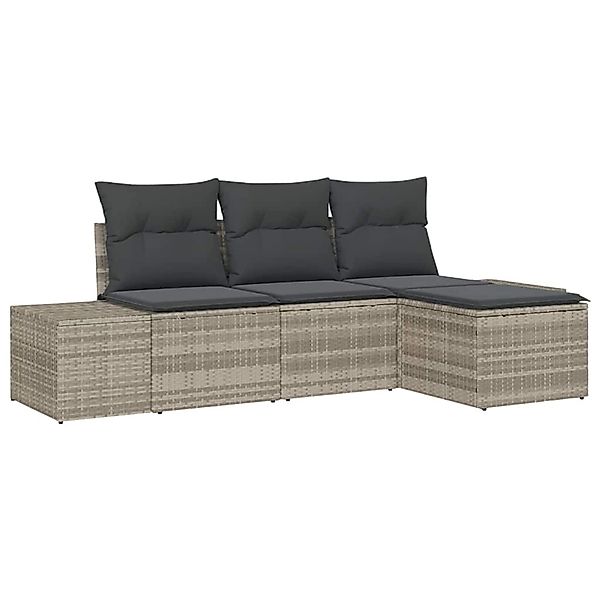 vidaXL Garten-Sofa-Set 4-Tlg Hellgrau Poly Rattan 3347012 günstig online kaufen