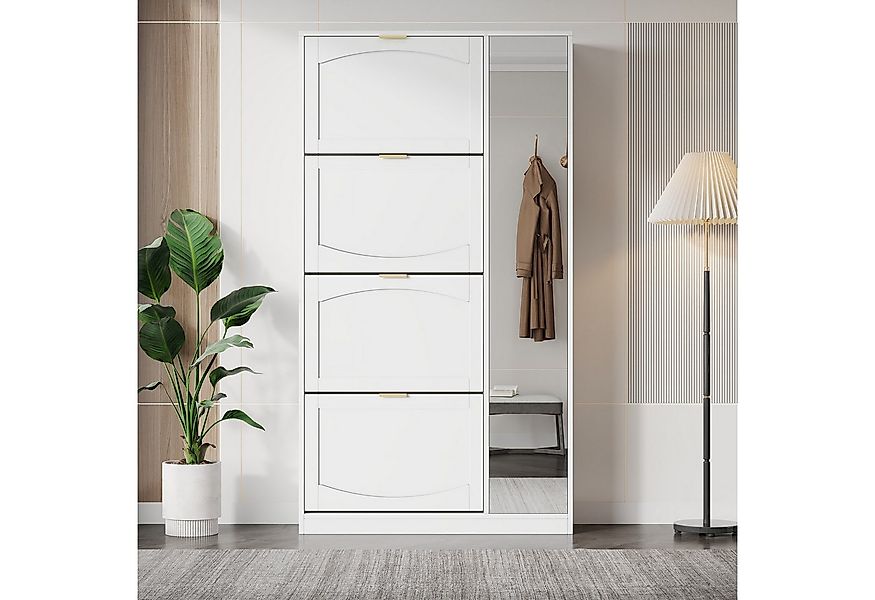 Ulife Schuhschrank 4 klappbare Ablagefächer, weiß, Maße: B80/H147/D24 cm, v günstig online kaufen