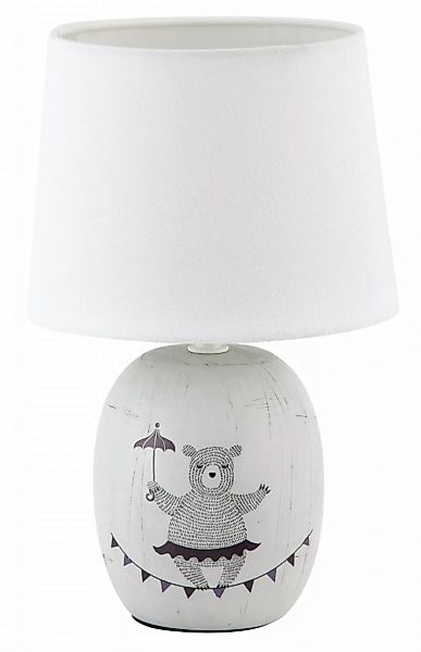 Tischlampe Grau Keramik Bärenmuster E14 Dorka günstig online kaufen