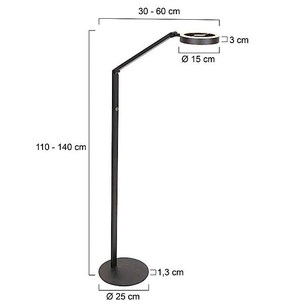 LED-Stehleuchte Ringlux, schwarz, Metall, verstellbar günstig online kaufen