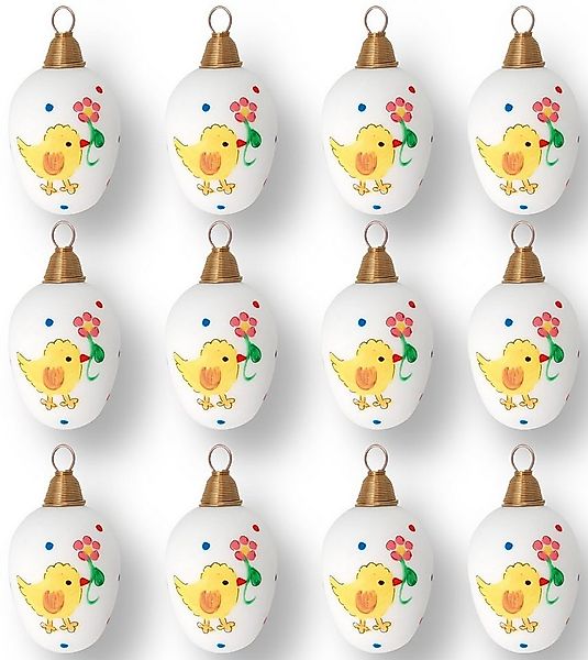 Krebs Glas Lauscha Osterei Küken mit Blume, Osterdekoration, Frühling (Set, günstig online kaufen