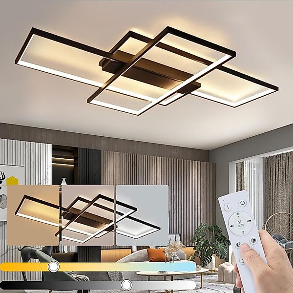 Nettlife LED Deckenleuchte Modern Schwarz 35W günstig online kaufen