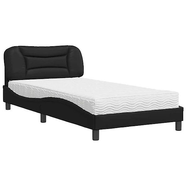 vidaXL Bett Bett mit Matratze Schwarz 100x200 cm Kunstleder günstig online kaufen