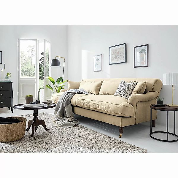 home24 Maison Belfort Sofa Stenum 3-Sitzer Sand Webstoff 237x91x112 cm günstig online kaufen