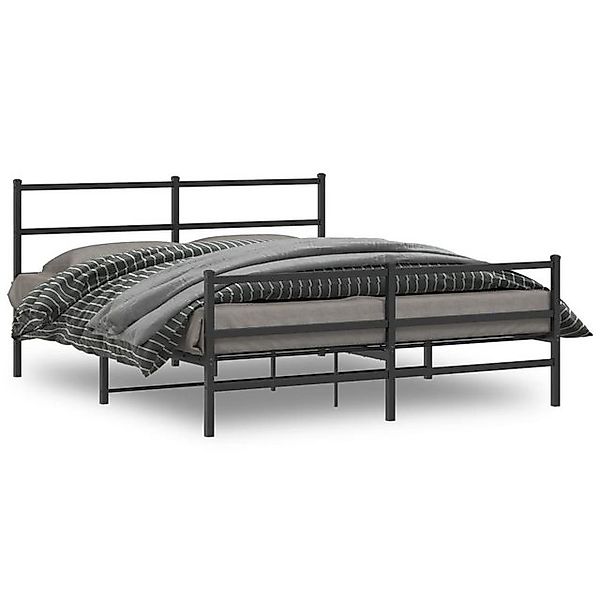 furnicato Bettgestell mit Kopf- und Fußteil Metall Schwarz 160x200 cm (1-tl günstig online kaufen