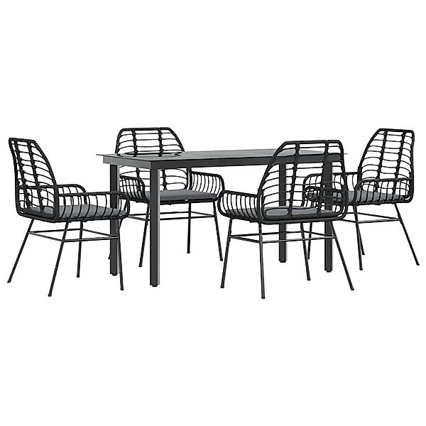 vidaXL 5-Tlg Garten-Essgruppe mit Kissen Schwarz Poly Rattan Glas 3334550 günstig online kaufen
