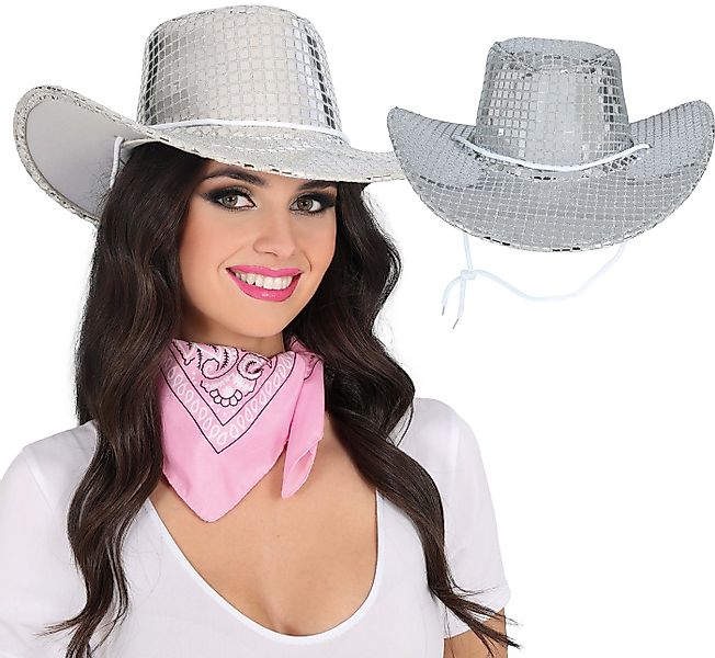 Fiestas Guirca Kostüm, Cowboy Karneval Glitterhut Partyaccessoire Silber Gl günstig online kaufen