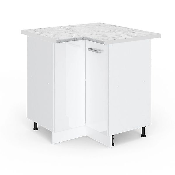 Vicco Eckunterschrank R-Line Küchen Eckschrank Weiß Hochglanz/Weiß 76 cm AP günstig online kaufen