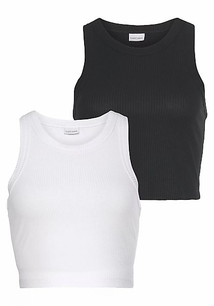 LASCANA Crop-Top, (2er-Pack), aus weicher Rippware, sommerliche Basic Tops günstig online kaufen