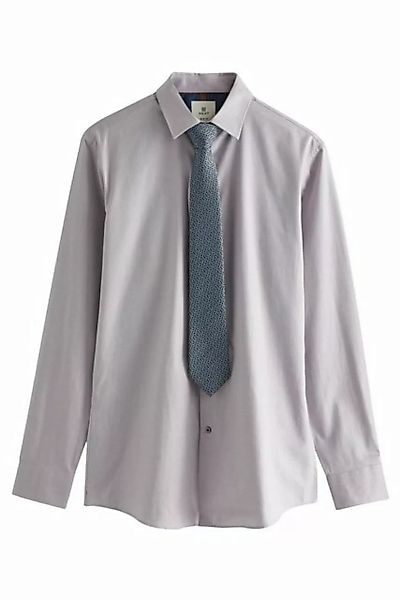 Next Langarmhemd Slim Fit Hemd mit Sportmanschetten und Krawatte (2-tlg) günstig online kaufen