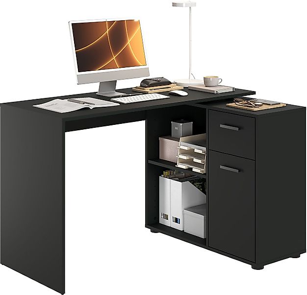 FMD Eckschreibtisch AUGSBURG, Schreibtisch/ Sideboard m. Stauraum, beids. m günstig online kaufen