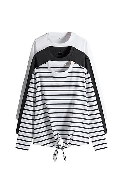 The Set Langarmshirt The Set Langarmshirts mit Bindefront, 3er-Pack (3-tlg) günstig online kaufen
