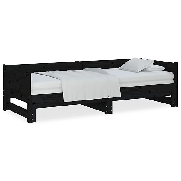 vidaXL Ausziehbares Tagesbett Schwarz Massivholz Kiefer 2x(90x190) cm127978 günstig online kaufen
