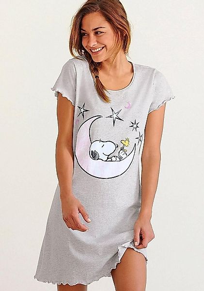 PEANUTS Nachthemd mit Snoopy-Print und Kräuselsäumen günstig online kaufen