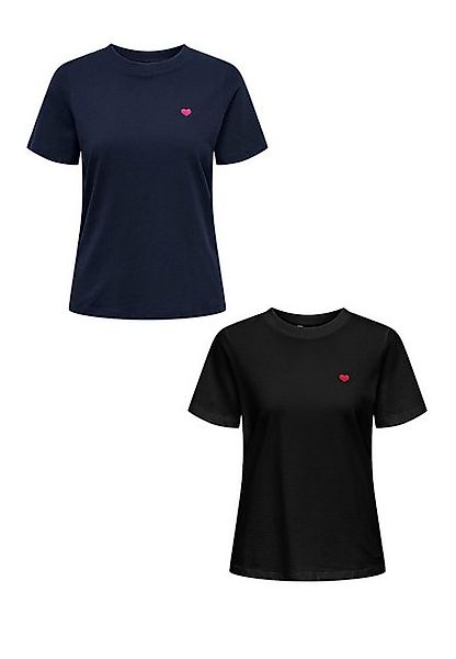 JACQUELINE de YONG T-Shirt T-Shirt 2er-Set Rundhals Kurzarn lockeres Baumwo günstig online kaufen