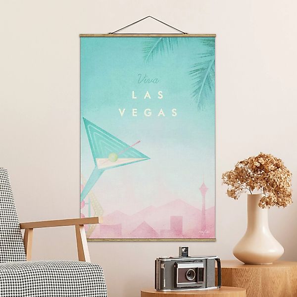 Stoffbild mit Posterleisten - Hochformat Reiseposter - Viva Las Vegas günstig online kaufen