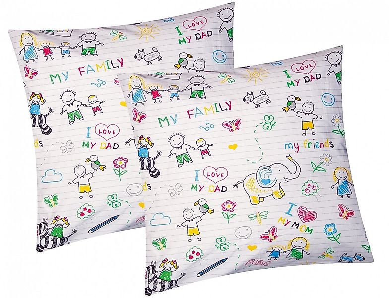 Heubergshop Kissenbezug, (2 Stück), 40x40cm Familie Tiere gemalt Baumwolle günstig online kaufen