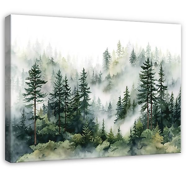 Wallarena Leinwandbild Wald Nebel Natur Grün günstig online kaufen