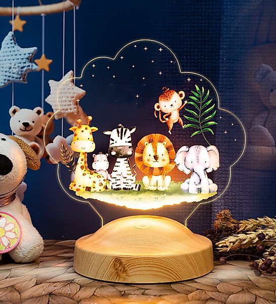 Geschenkelampe LED Nachttischlampe Safari Nachtlicht 3D günstig online kaufen