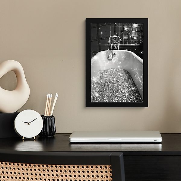 MuchoWow Poster Badewanne - Glitter - Schwarz und Weiß - Badezimmer, (1 St) günstig online kaufen