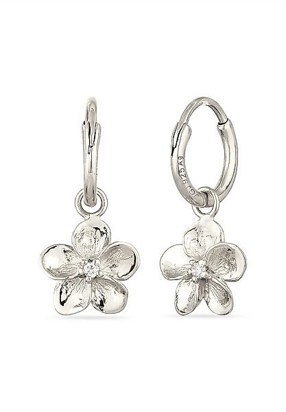 Elli Paar Creolen Creolen Frangipani Blume mit Zirkonia Weiß 925 Sterling S günstig online kaufen