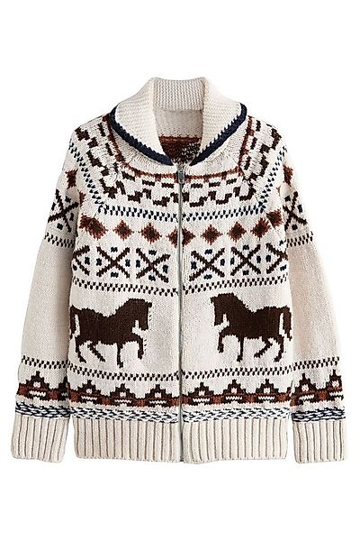 Next Strickjacke Strickjacke aus Grobstrick mit RV und Pferd-Grafik (1-tlg) günstig online kaufen