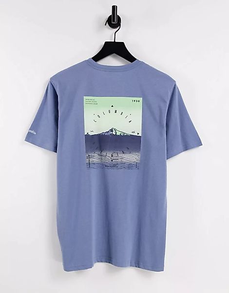 Columbia – High Dune – T-Shirt in Blau mit Rückenprint günstig online kaufen