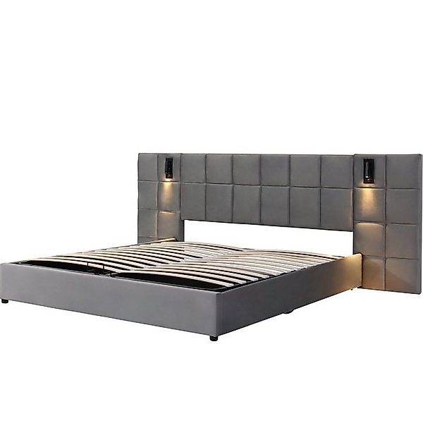 HAUSS SPLOE Polsterbett 160x200cm mit Lampe und USB-Aufladung, Breites Kopf günstig online kaufen