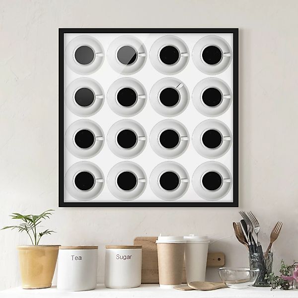 Bild mit Rahmen Schwarz-Weiß - Quadrat Kaffeehaus günstig online kaufen