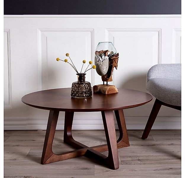 LebensWohnArt Couchtisch Design Couchtisch PURE in Walnuss Furnier Ø 75 cm günstig online kaufen