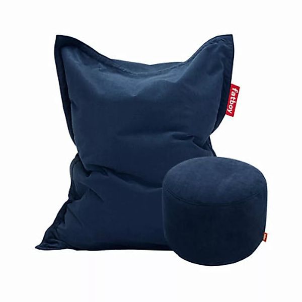 Promo-Pack Pouf Original Slim Cord + pouf Point Cord textil blau / Cordsamt günstig online kaufen