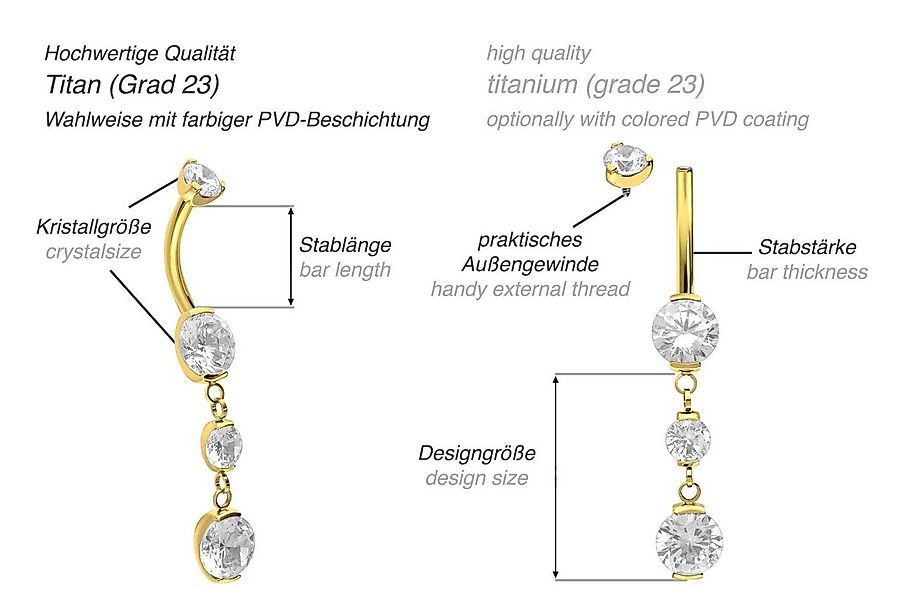 PIERCINGLINE Bauchnabelpiercing Titan Mini Bananabell mit Innengewinde 4 KR günstig online kaufen