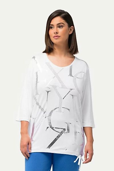 Ulla Popken Rundhalsshirt Shirt Buchstaben Saumband Rundhals 3/4-Arm günstig online kaufen