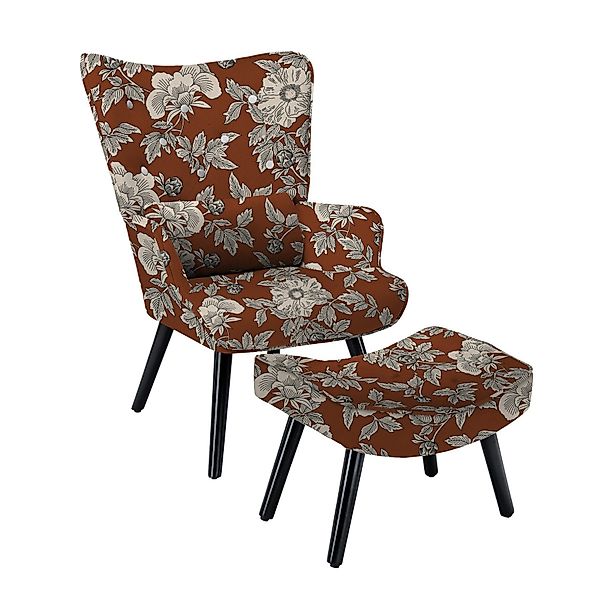 HomeMiYN Ohrensessel Relaxsessel mit Hocker Patchwork günstig online kaufen